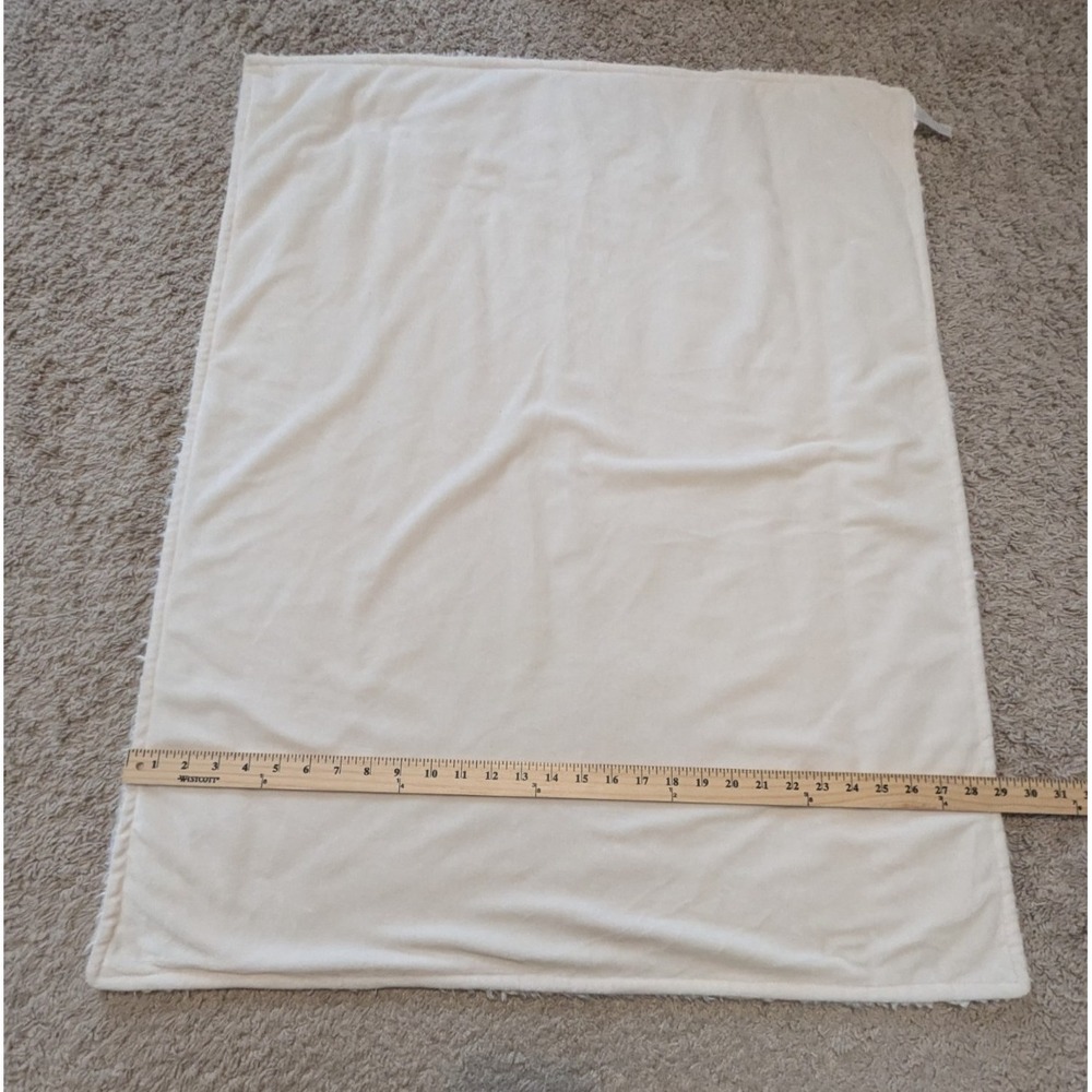 By Anthropologie Baby Blanket Soft Sherpa Minky 36" x 29" Lovey Security Cream - Picture 8 of 8